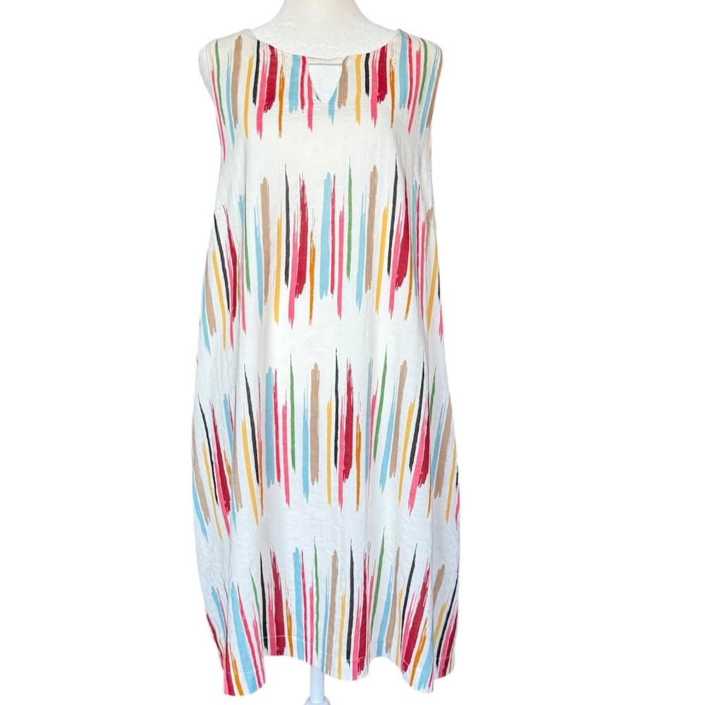 Louche Abstract Brush 100% Cotton‎ Sleeveless Dress Sz 10